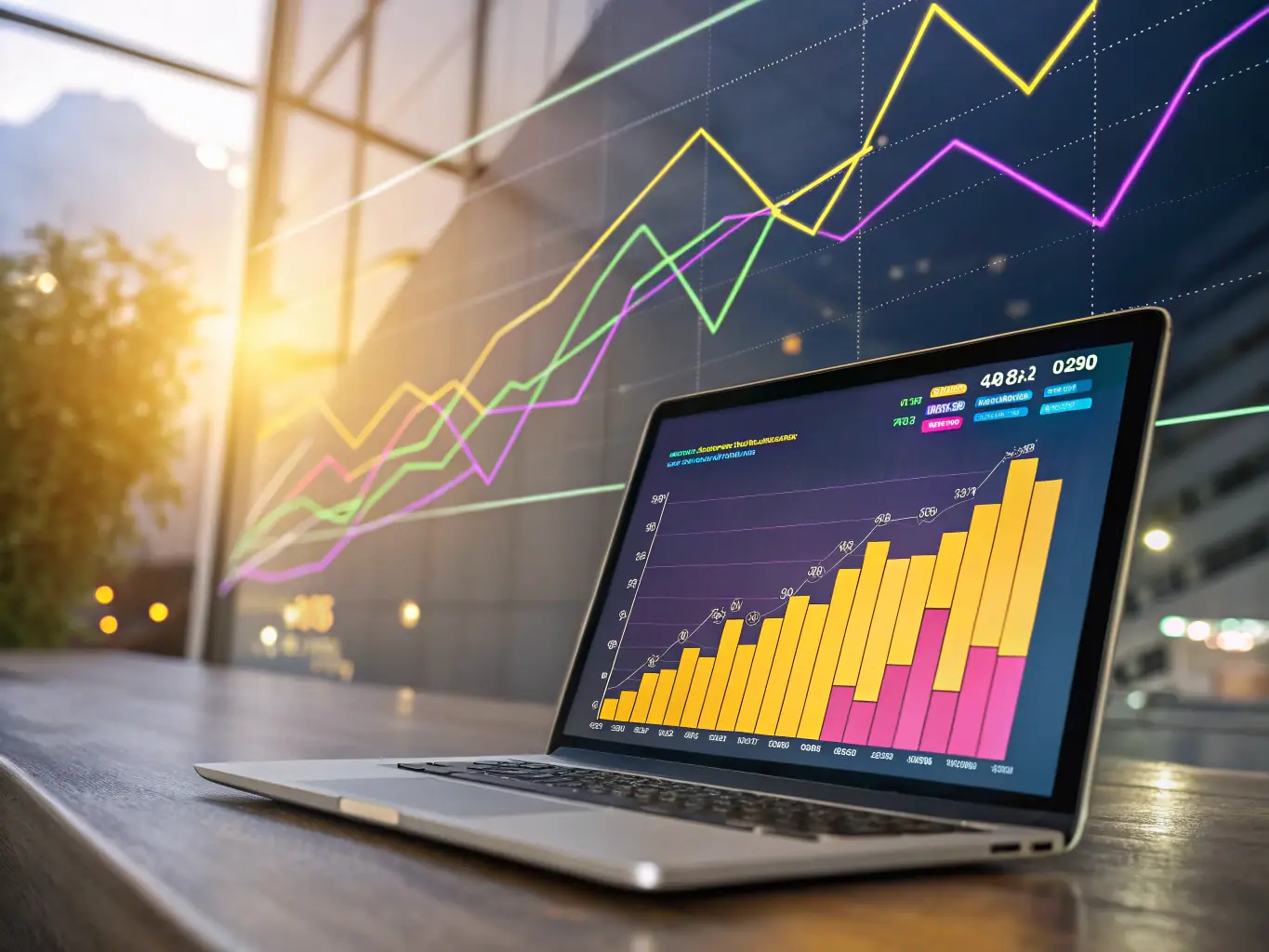 A graph trending upwards, with keywords like 'SEO, ' 'Speed, ' and 'Visibility' highlighted, representing MPK Digital's SEO and speed optimization services.