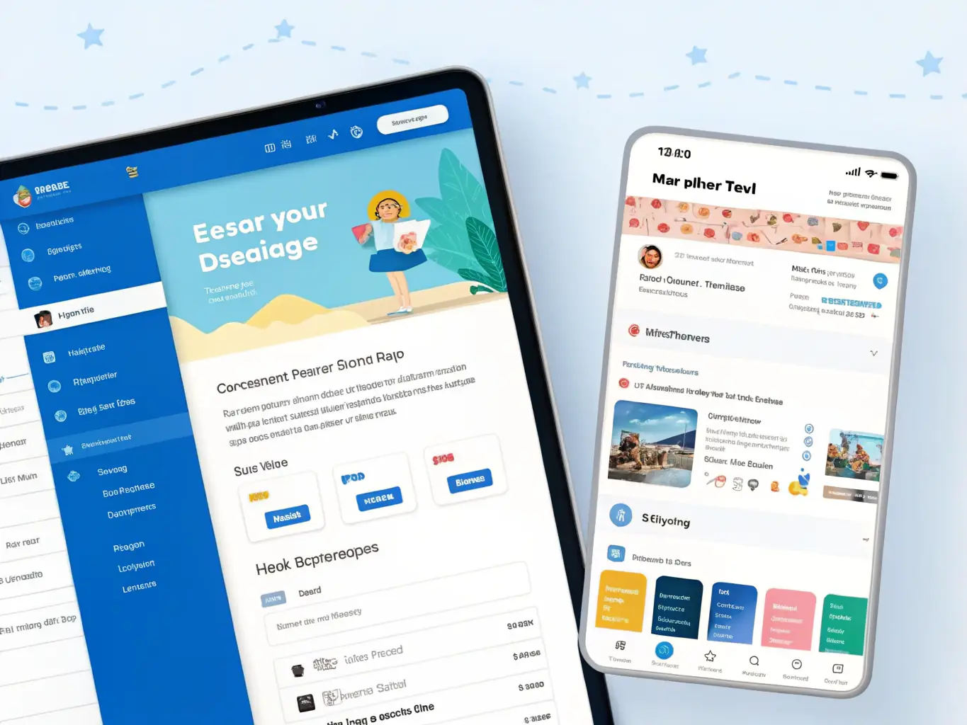 A split-screen design showing a beautifully designed email template on one side and a high-converting landing page on the other, illustrating MPK Digital's email and landing page services.