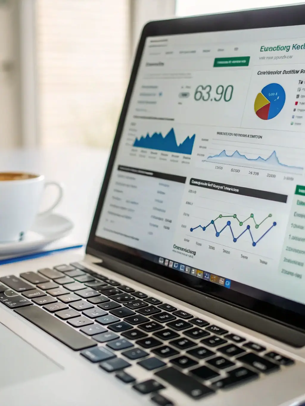 A dashboard displaying technical SEO metrics and improvements, highlighting increased website visibility and search engine rankings.